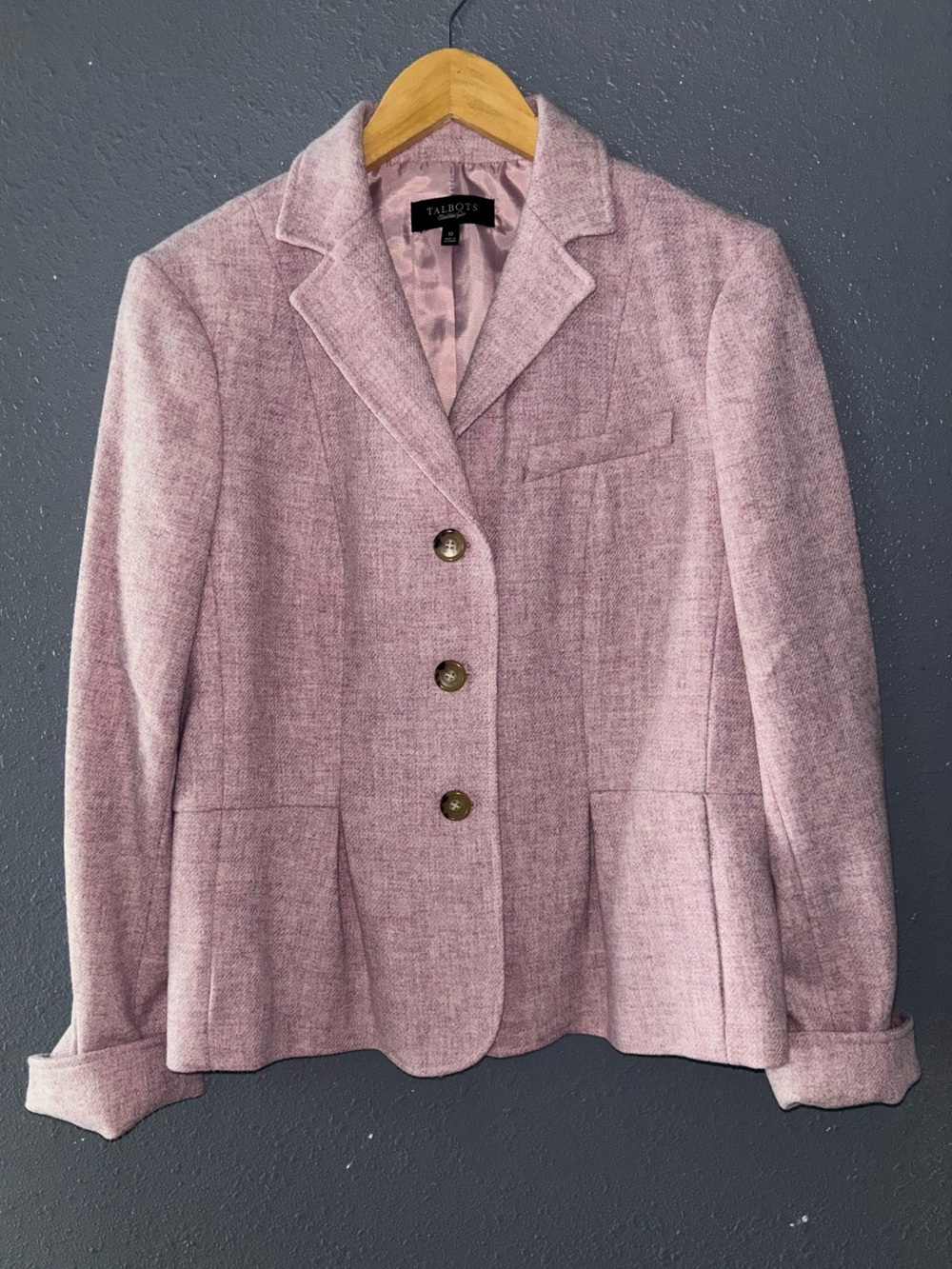 Talbots Pink Wool Tweed Blazer Jacket